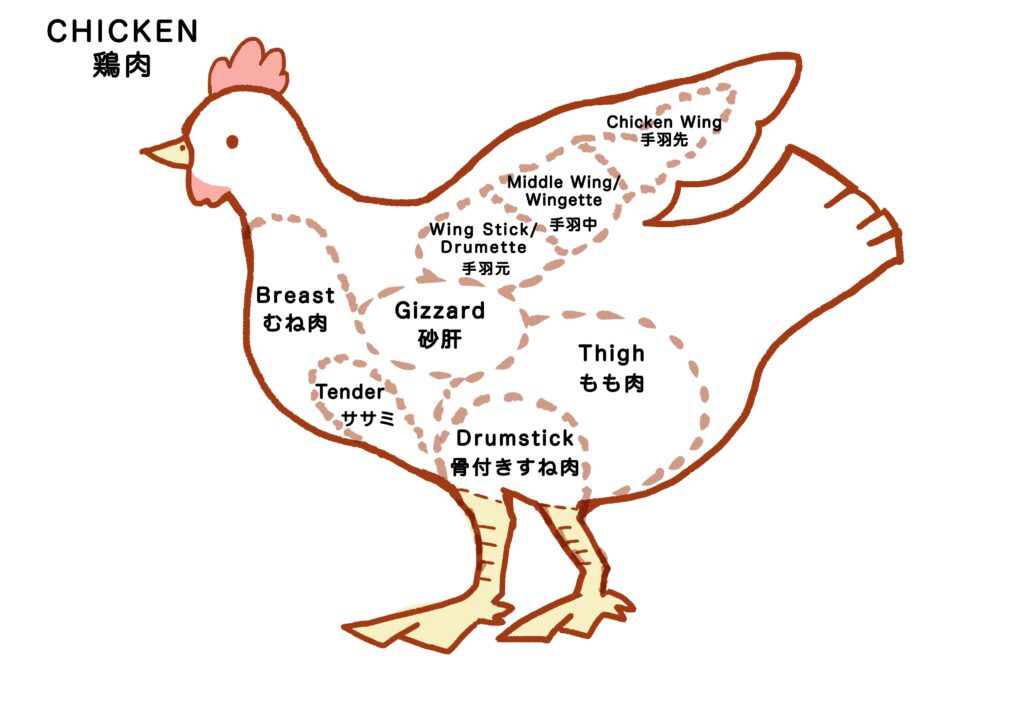 鶏肉の部位の英語