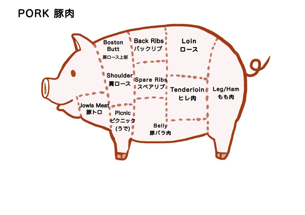 豚肉の部位の英語