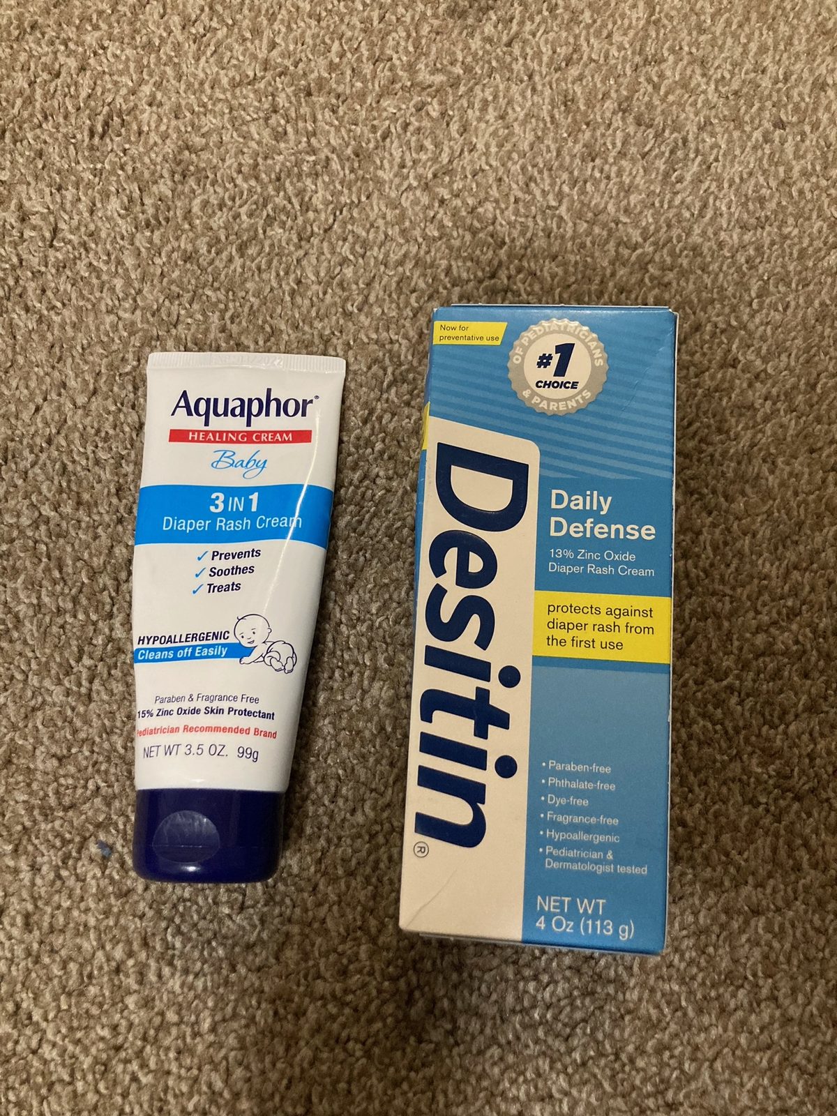 アメリカのおむつかぶれ用クリーム(diaper rash cream)|AquaphorのBaby 3-in-1 Diaper Rash CreamとDesitinのDaily Defense