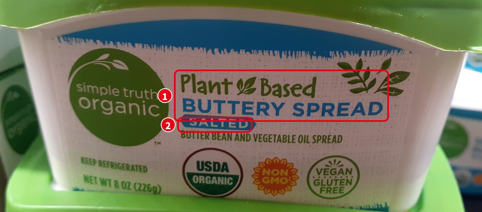 Simple Truth Organic の Plant Based Buttery Spread（Salted）