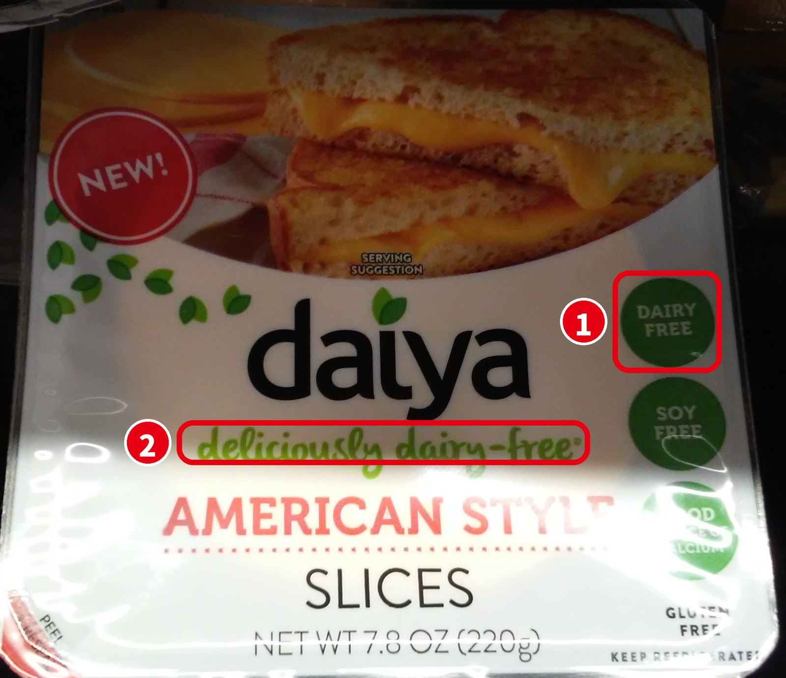 Daiya の乳製品不使用のチーズ「DAIRY FREE」「deliciously dairy-free」
