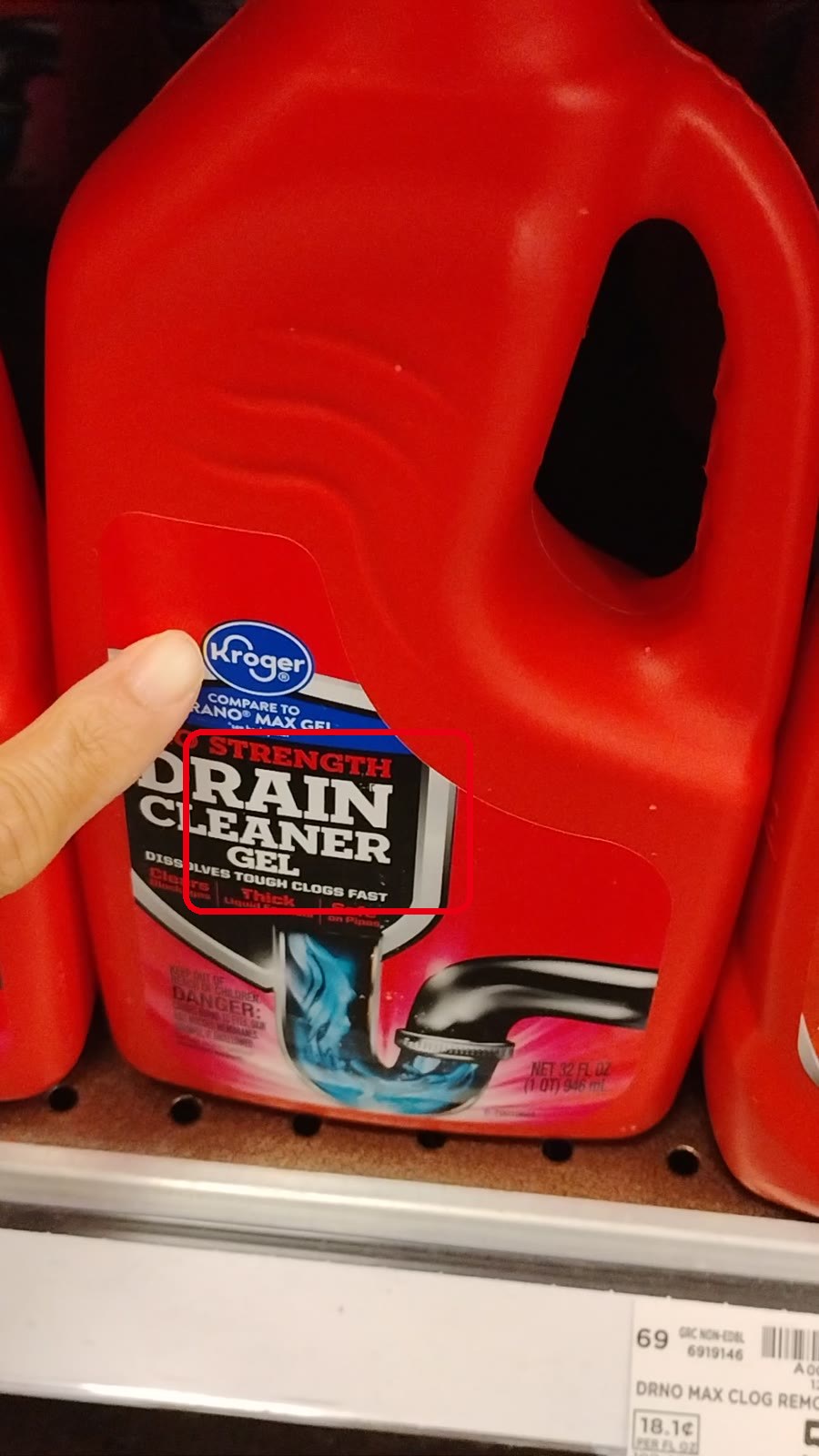 スーパーの自社ブランド(Kroger)のDrain Cleaner Gel