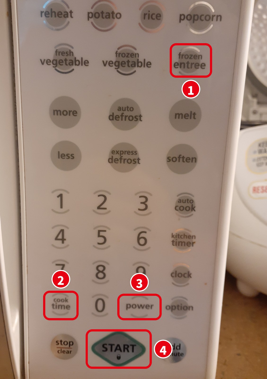 アメリカの電子レンジの操作パネル