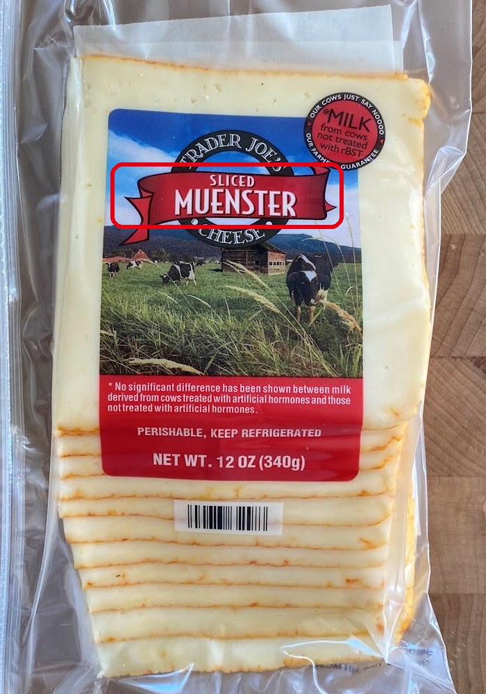 Trader Joe’s の Sliced Muenster Cheese のパッケージ