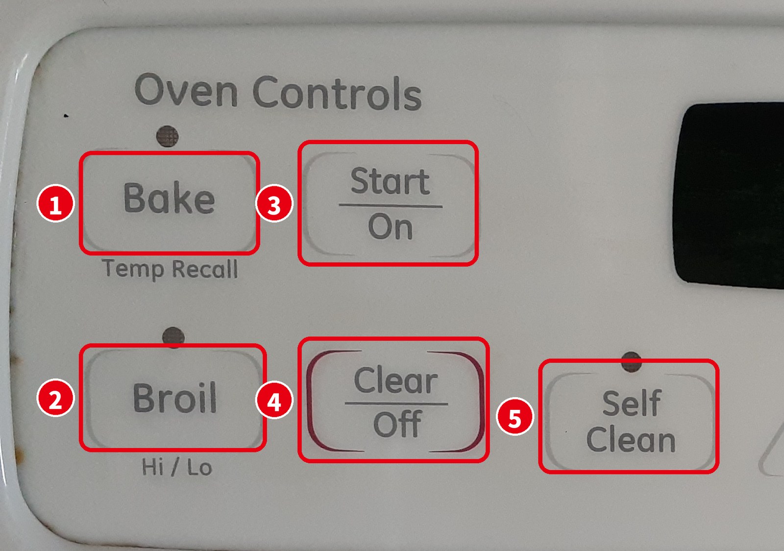 アメリカのオーブンの Oven Controls のボタン
