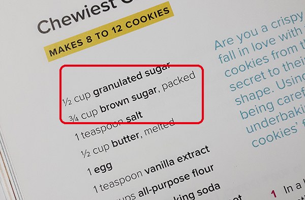 英語のクッキーのレシピの材料