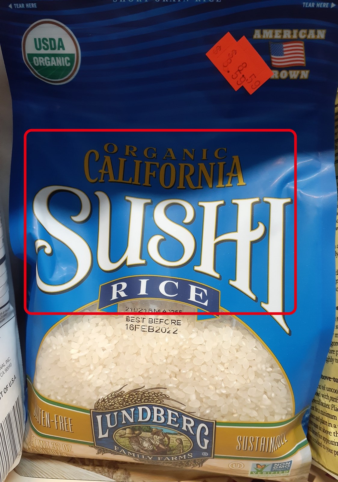 Lundberg の Organic California Sushi Rice の袋