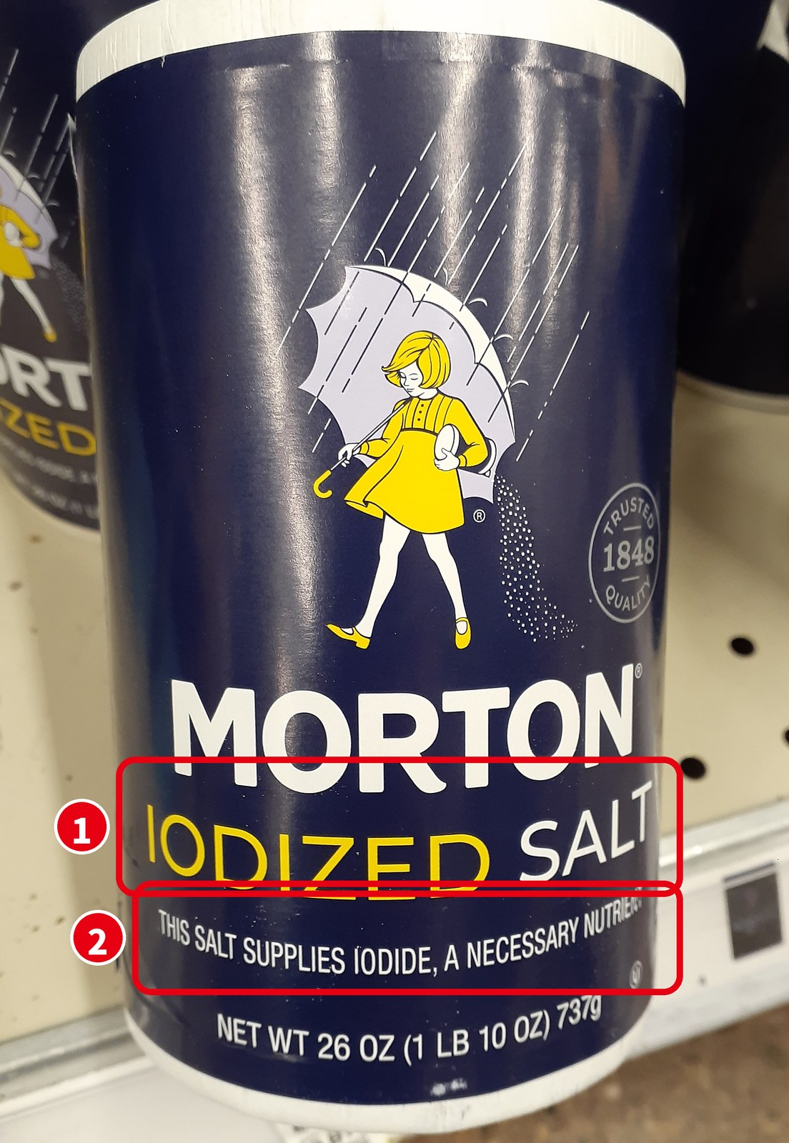 Morton の IODIZED SALT の筒