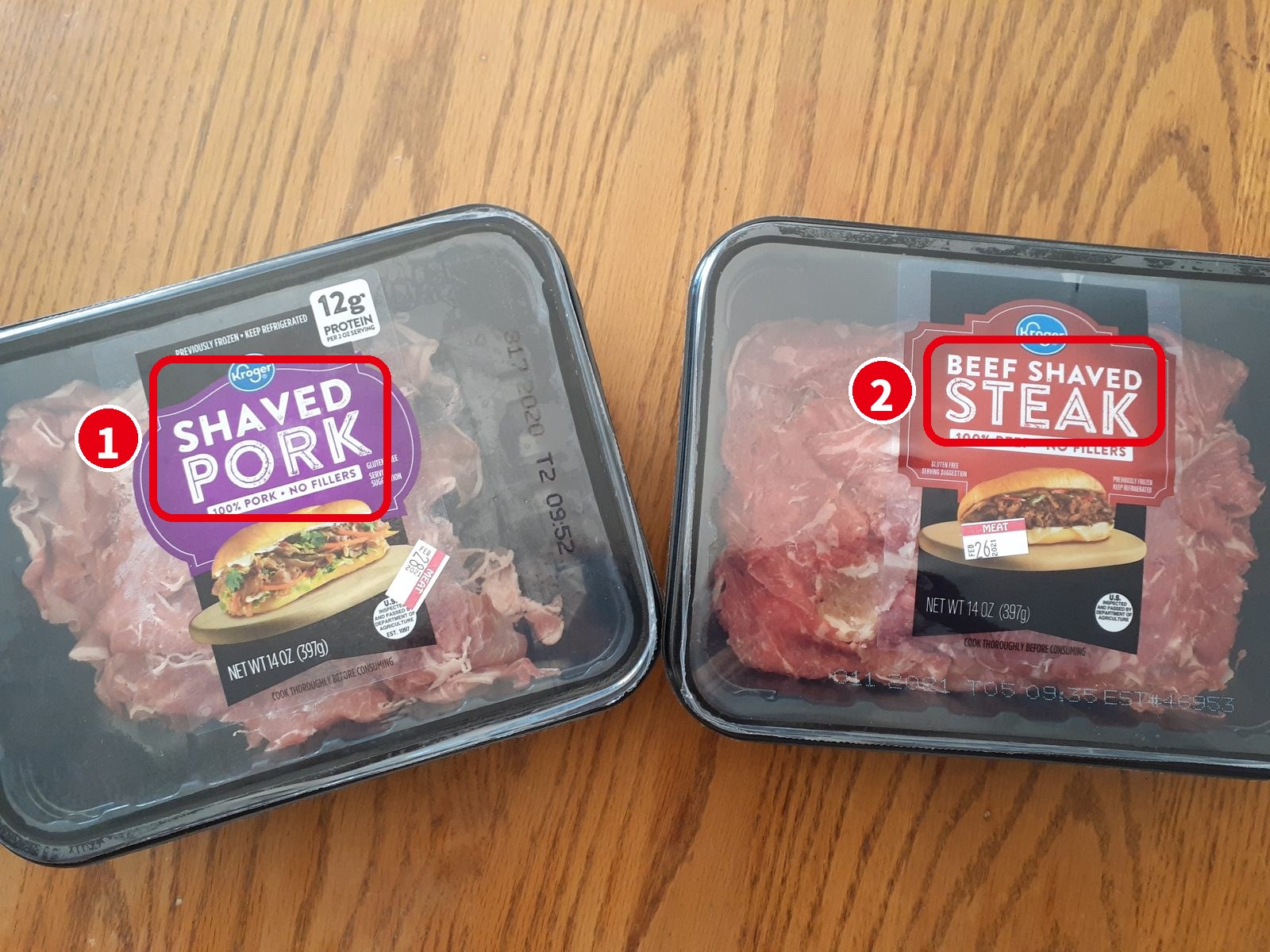 薄切り肉（SHAVED PORK／SHAVED STEAK）のパック
