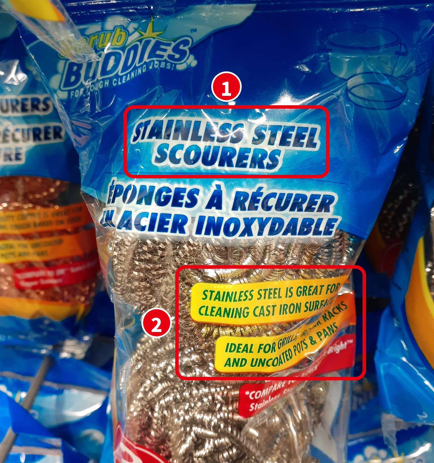 Scrub Buddies の Stainless Steel Scourers のパッケージ